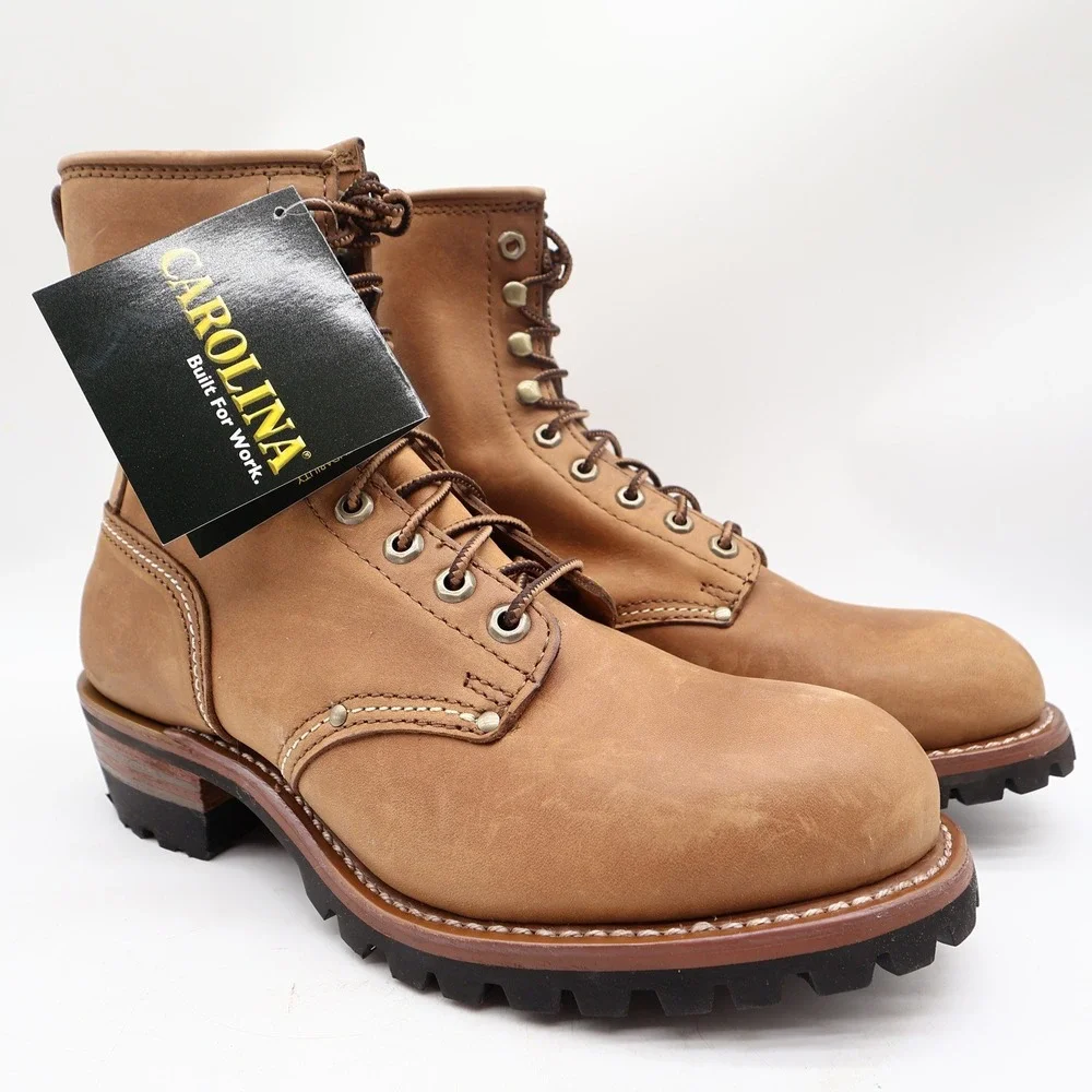 Carolina Logger Boots Mens 9 2E Brown Leather Steel Toe Work Boots NWT 8585
